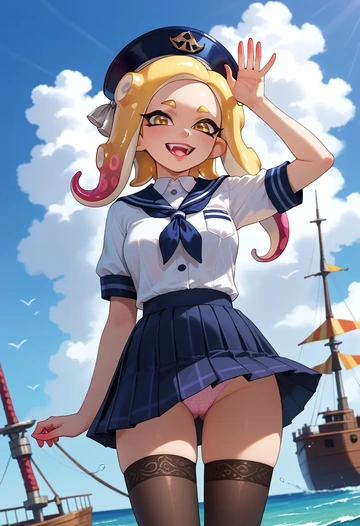 splatoon_(series),pearl_(splatoon),jk uniform, stockings  - AI generated anime art