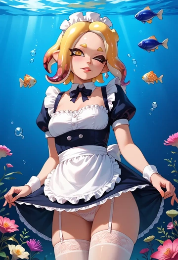 splatoon_(series),pearl_(splatoon),maid, sexy, stockings,panties  - AI generated anime art