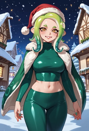 splatoon_(series),pearl_(splatoon),Christmas,dress  - AI generated anime art