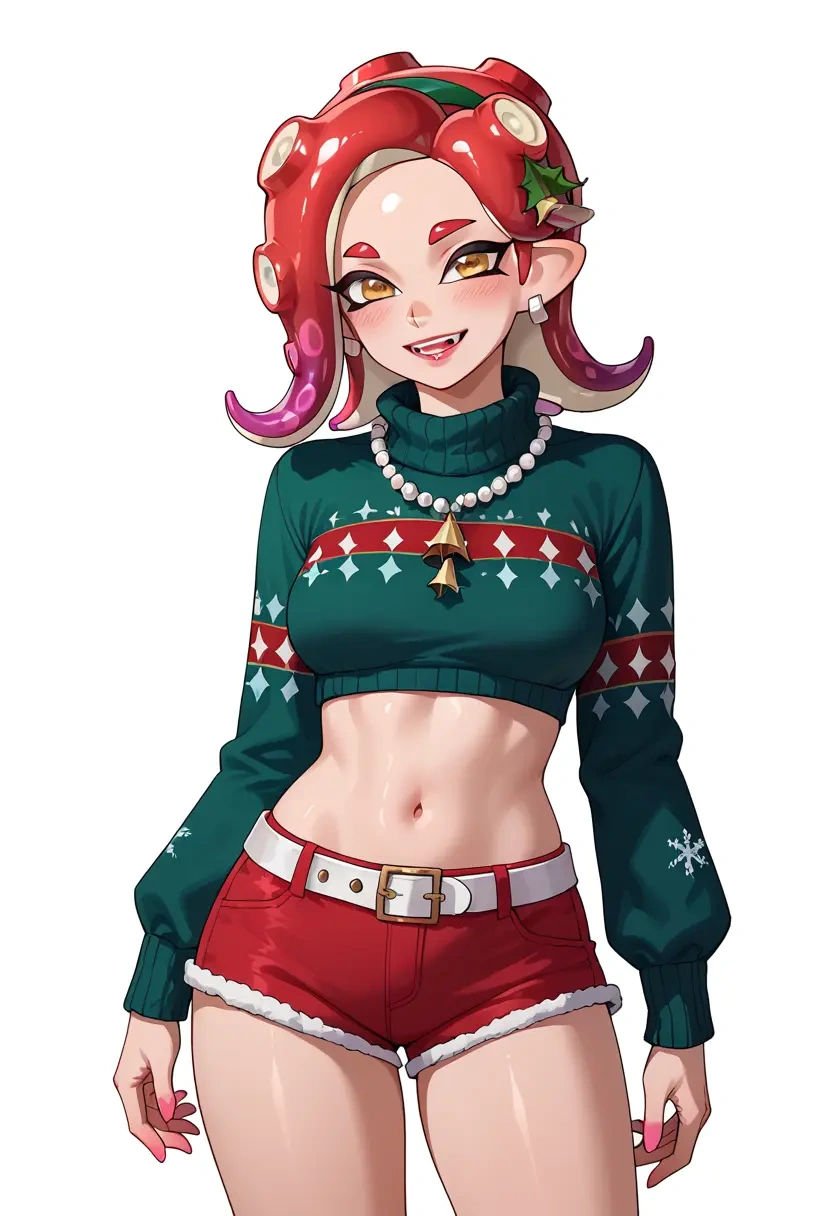 splatoon_(series),pearl_(splatoon),Christmas,red velvet shorts  - 