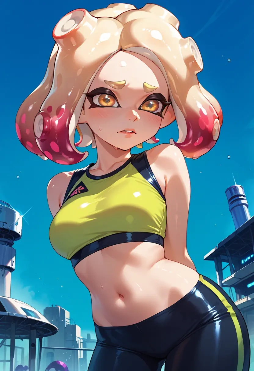 splatoon_(series),pearl_(splatoon),sports crop,high-waisted shorts  - 