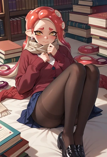 splatoon_(series),pearl_(splatoon),winter,student uniform,cardigan  - AI generated anime art