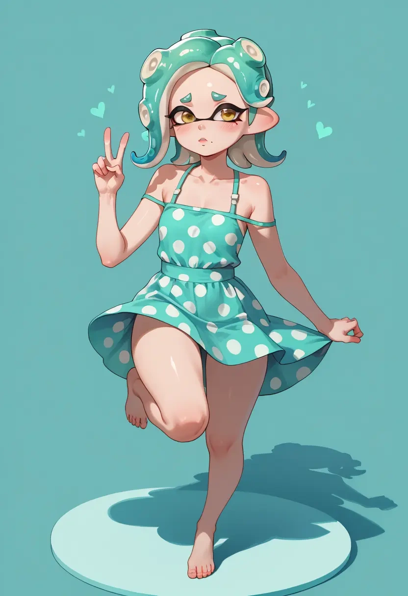 splatoon_(series),pearl_(splatoon),silk slip dress,polka dots  - 