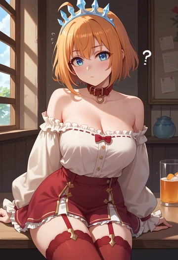 princess_connect,pecorine_(princess_connect),collar,oversized,Thigh garters  - AI generated anime art