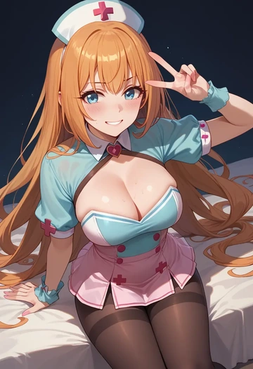 princess_connect,pecorine_(princess_connect),nurse, pantyhose,mini skirt  - AI generated anime art