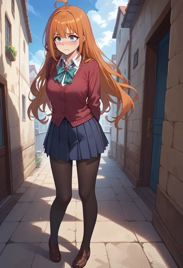 princess_connect,pecorine_(princess_connect),winter,student uniform,cardigan  - AI generated anime art