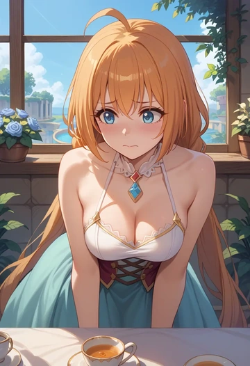 princess_connect,pecorine_(princess_connect),dress,halter,layered tulle  - AI generated anime art