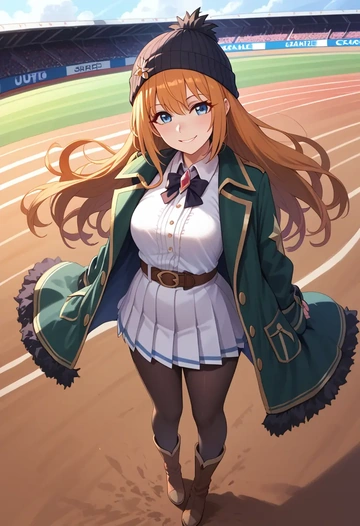 princess_connect,pecorine_(princess_connect),winter,student uniform,duffle coat  - AI generated anime art