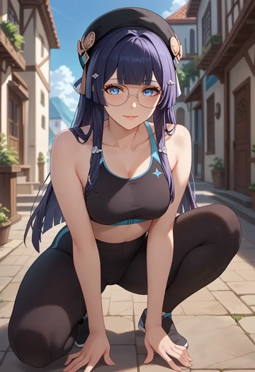 star rail,pela,yoga shorts, bra  - AI generated anime art