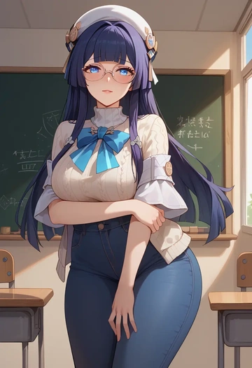 star rail,pela,teacher, sweater, jeans shorts  - AI generated anime art