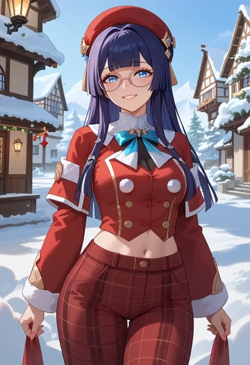 star rail,pela,Christmas,plaid trousers  - AI generated anime art