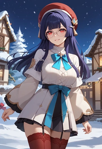 star rail,pela,Christmas,sweater dress,stockings  - AI generated anime art