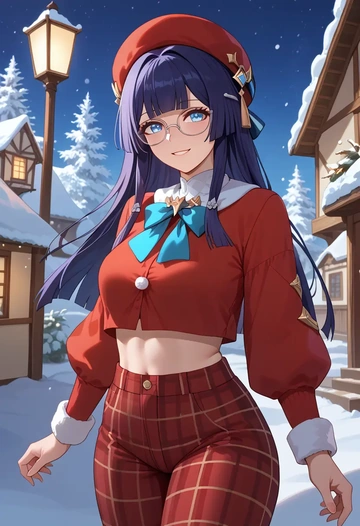 star rail,pela,Christmas,plaid trousers  - AI generated anime art