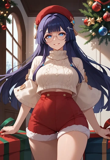 star rail,pela,Christmas,red velvet shorts,turtleneck sweater  - AI generated anime art