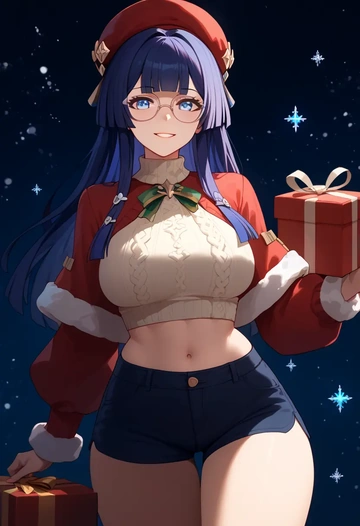 star rail,pela,Christmas,red velvet shorts,turtleneck sweater  - AI generated anime art