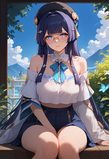 star rail,pela,off-shoulder top,dolphin shorts  - AI generated anime art