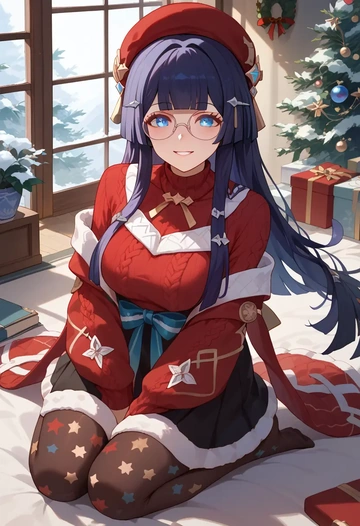 star rail,pela,Christmas,sweater dress,stockings  - AI generated anime art