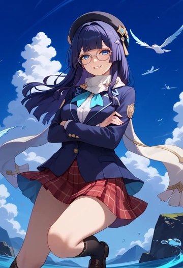 star rail,pela,winter,student uniform,plaid skirt  - AI generated anime art