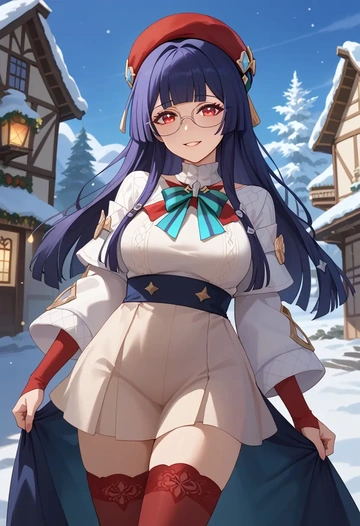 star rail,pela,Christmas,sweater dress,stockings  - AI generated anime art