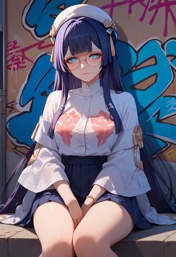 star rail,pela,oversized graffiti shirt,dolphin shorts  - AI generated anime art