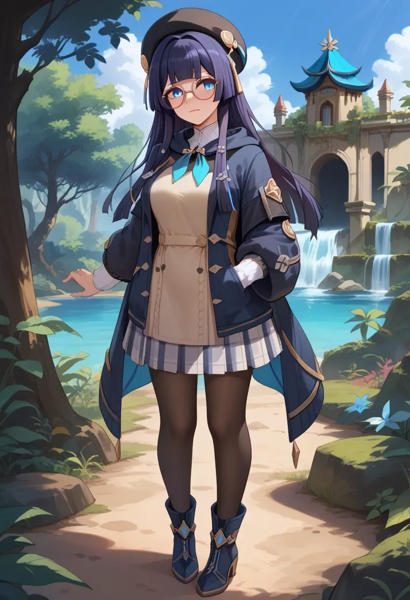 star rail,pela,winter,student uniform,hooded coat  - 