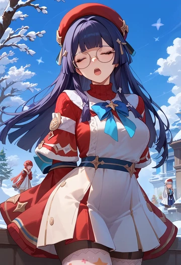 star rail,pela,Christmas,sweater dress,stockings  - AI generated anime art