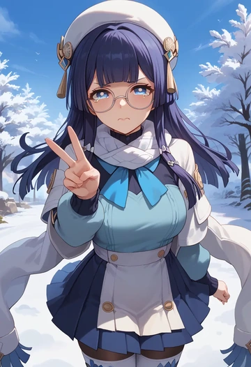 star rail,pela,winter,student uniform,puffer jacket  - AI generated anime art