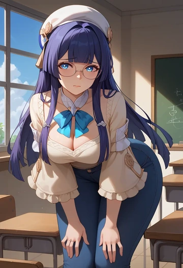 star rail,pela,teacher, sweater, jeans shorts  - AI generated anime art