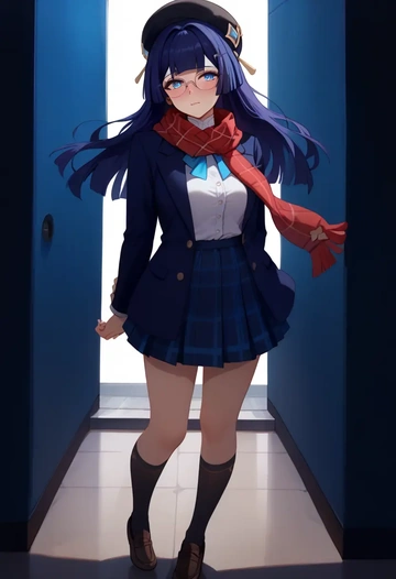 star rail,pela,winter,student uniform,plaid skirt  - AI generated anime art