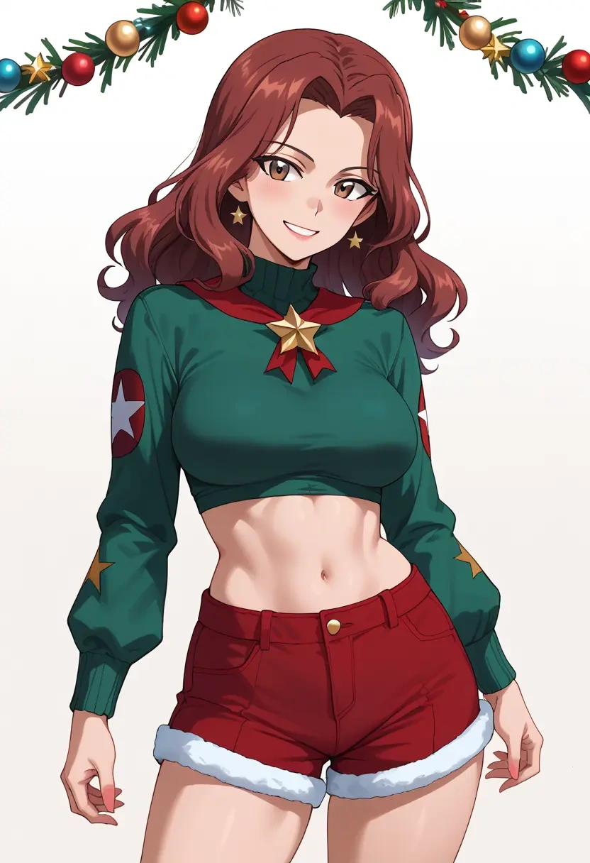 girls_und_panzer,pepperoni_(girls_und_panzer),Christmas,red velvet shorts  - 