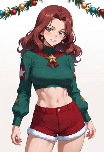 girls_und_panzer,pepperoni_(girls_und_panzer),Christmas,red velvet shorts  - AI generated anime art