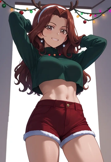 girls_und_panzer,pepperoni_(girls_und_panzer),Christmas,red velvet shorts  - AI generated anime art