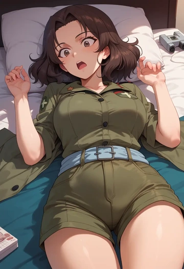 girls_und_panzer,pepperoni_(girls_und_panzer),jogger shorts,oversized tank  - AI generated anime art