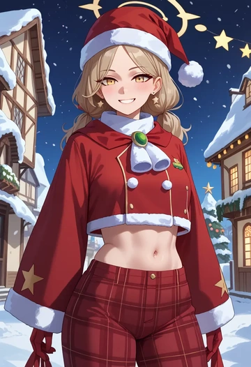 blue_archive,peroro_(blue_archive),Christmas,plaid trousers  - AI generated anime art