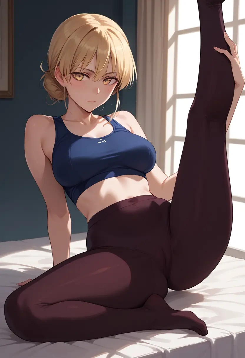 world_witches_series,perrine_h._clostermann,yoga, leggings,spread legs,one leg up,sexy  - 