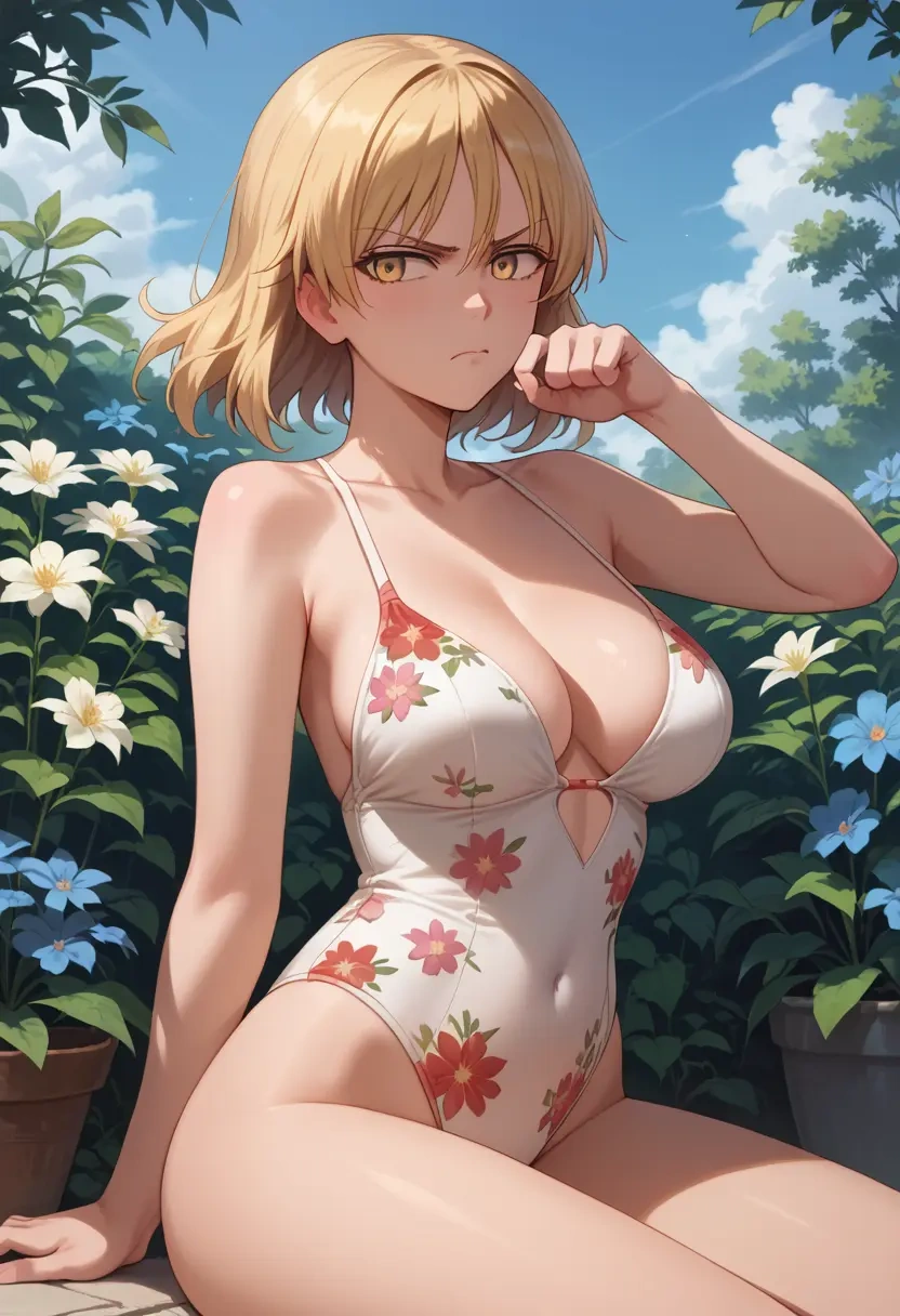 world_witches_series,perrine_h._clostermann,swimsuit,floral print  - 