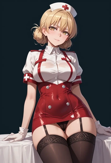 world_witches_series,perrine_h._clostermann,nurse, pantyhose,mini skirt  - AI generated anime art