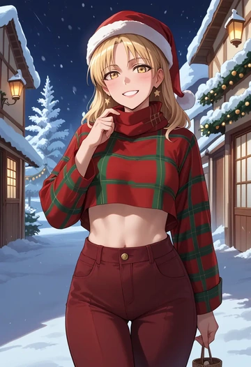 world_witches_series,perrine_h._clostermann,Christmas,plaid trousers  - AI generated anime art