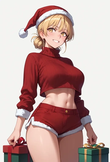 world_witches_series,perrine_h._clostermann,Christmas,red velvet shorts,turtleneck sweater  - AI generated anime art