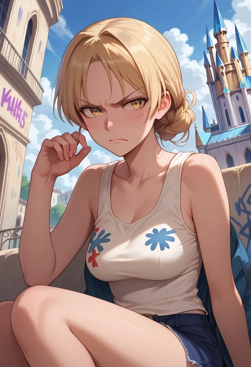 world_witches_series,perrine_h._clostermann,abstract graffiti tank,dolphin shorts  - 