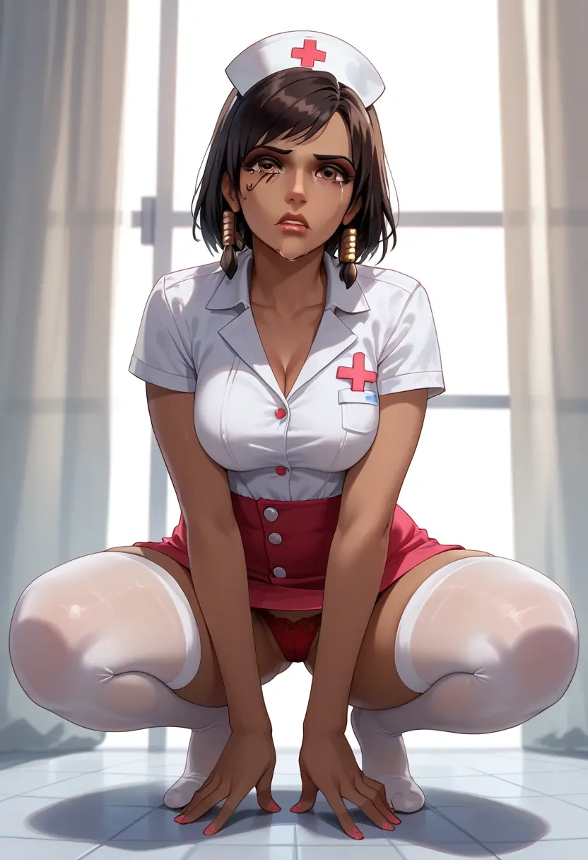 overwatch,pharah_(overwatch),nurse,stockings,sexy,panties  - 