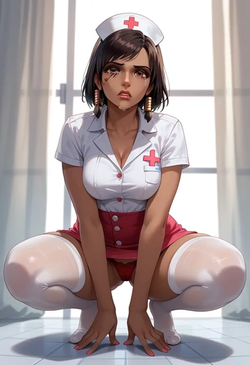 overwatch,pharah_(overwatch),nurse,stockings,sexy,panties  - AI generated anime art