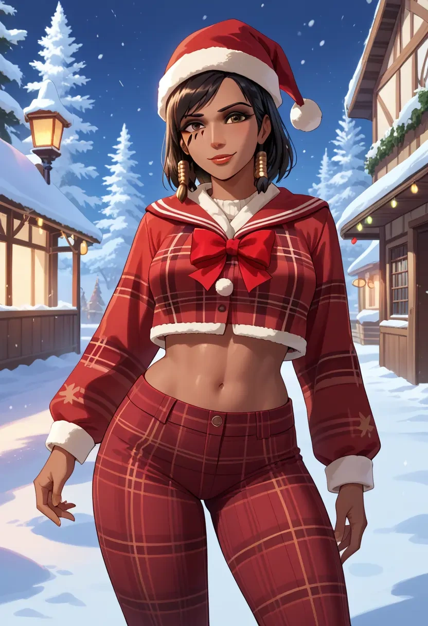 overwatch,pharah_(overwatch),Christmas,plaid trousers  - 