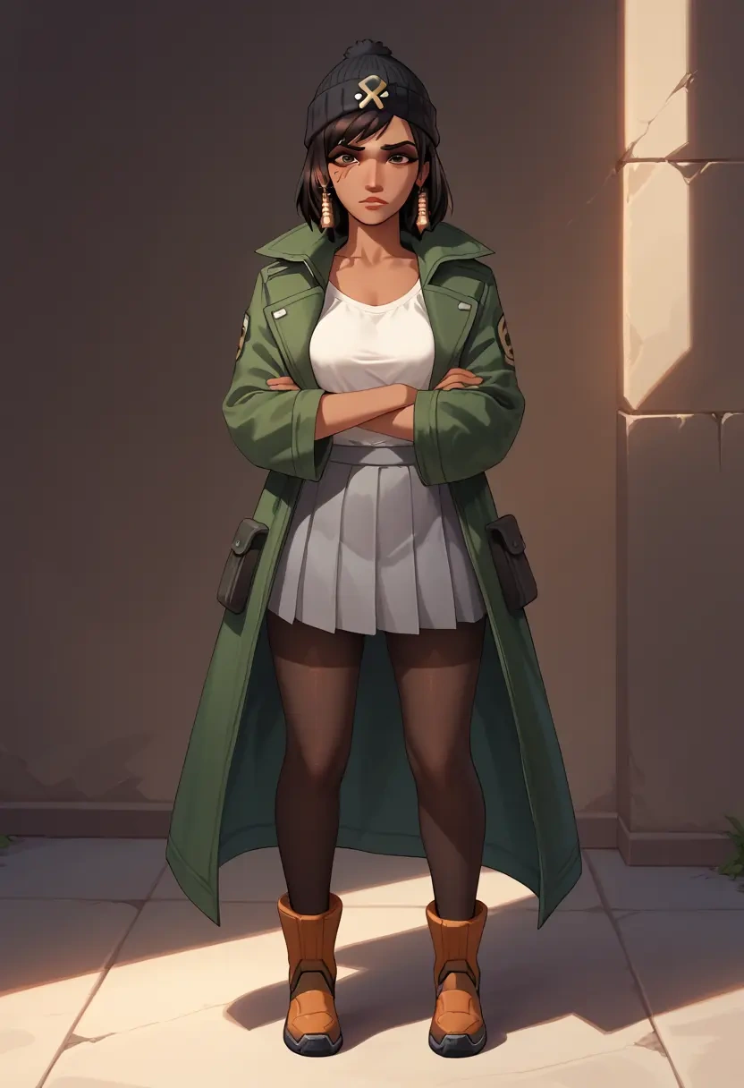 overwatch,pharah_(overwatch),winter,student uniform,duffle coat  - 