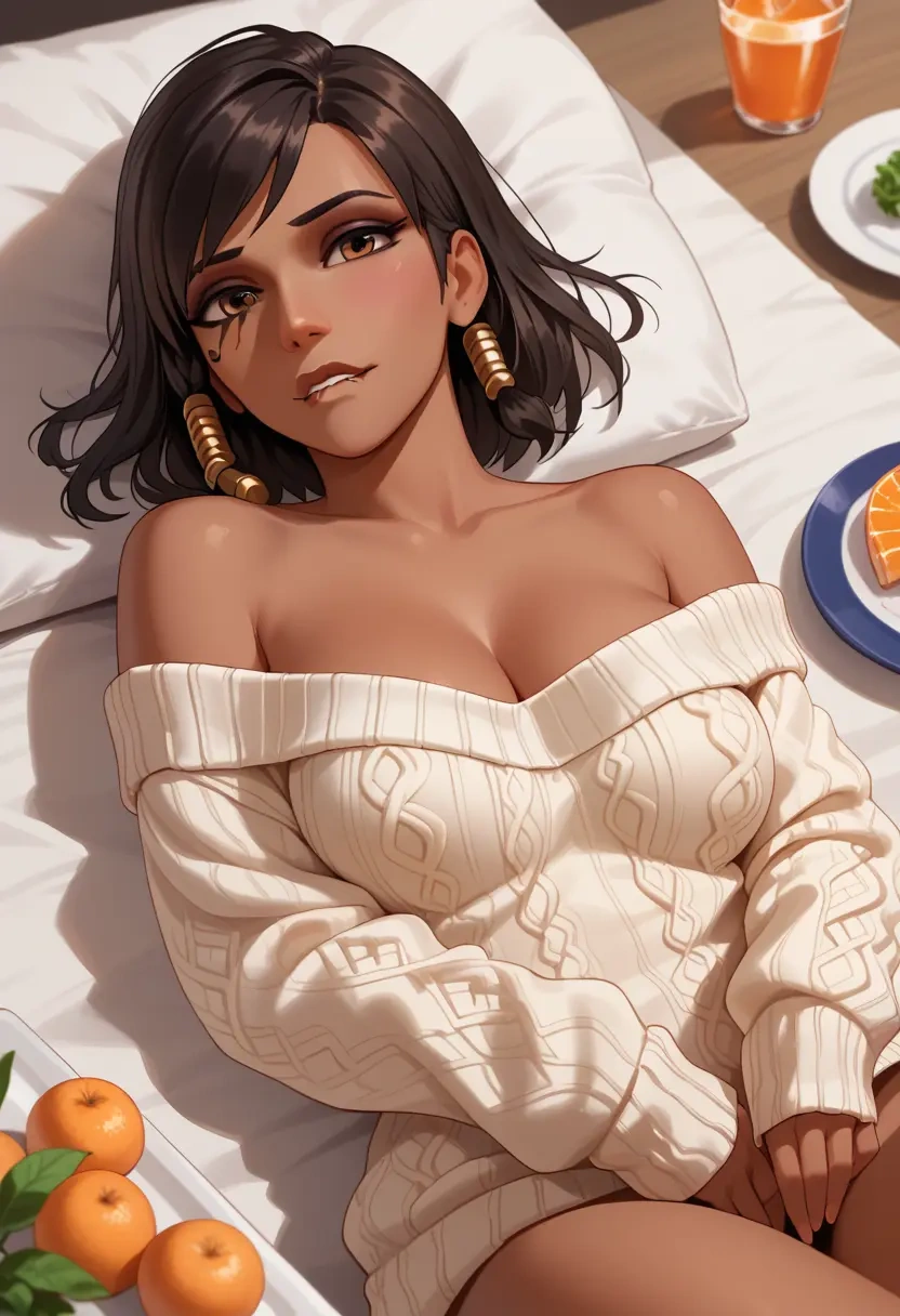 overwatch,pharah_(overwatch),orange,sweater  - 