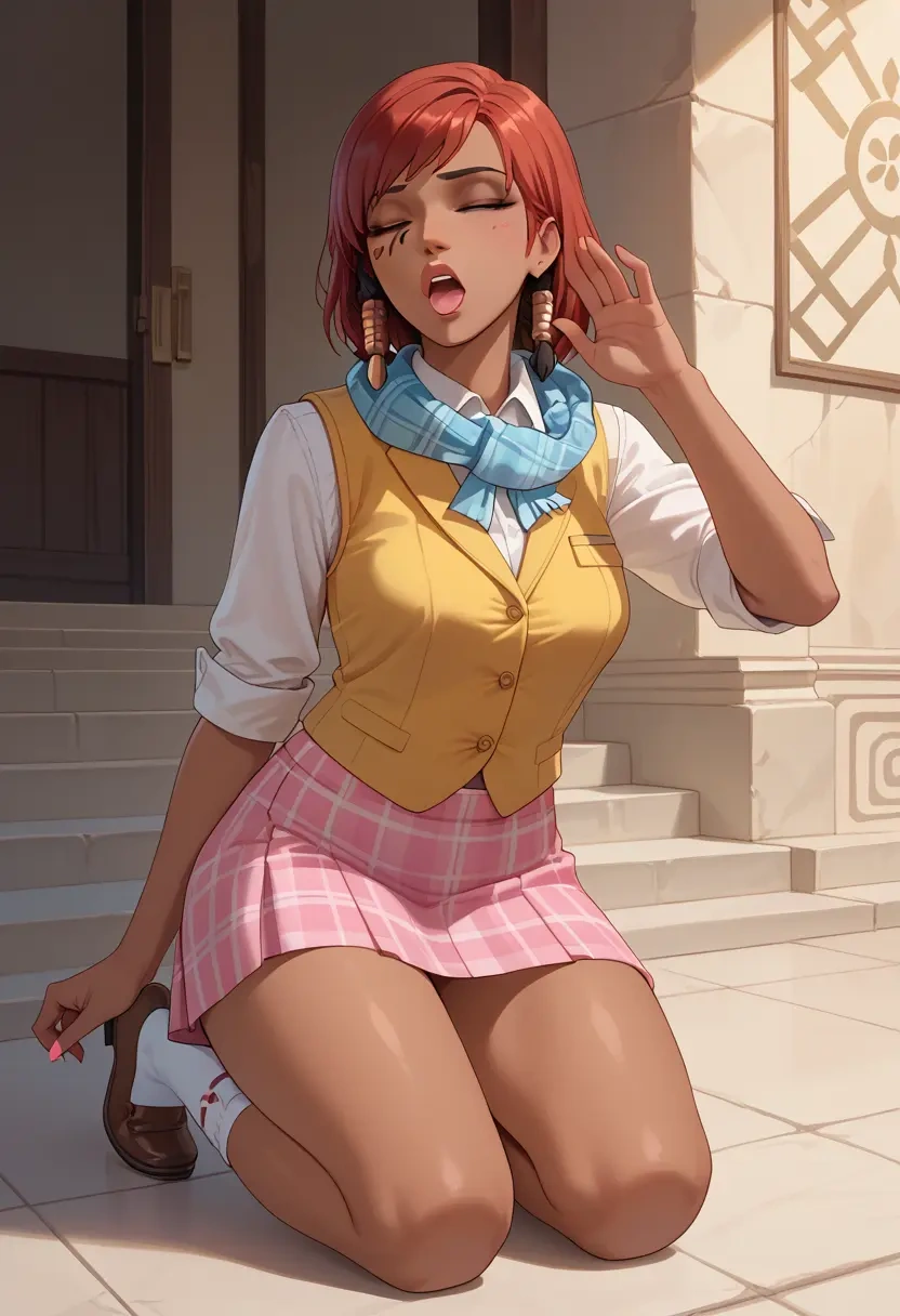 overwatch,pharah_(overwatch),spring,student uniform,vest  - 