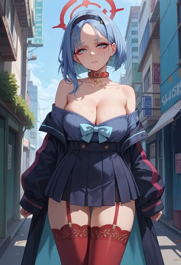 blue_archive,plana_(blue_archive),collar,oversized,Thigh garters  - AI generated anime art