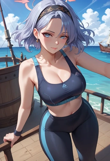 blue_archive,plana_(blue_archive),yoga shorts, bra  - AI generated anime art