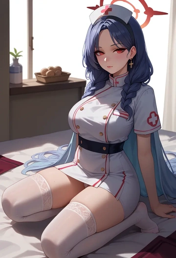 blue_archive,plana_(blue_archive),nurse,stockings,sexy,panties  - AI generated anime art