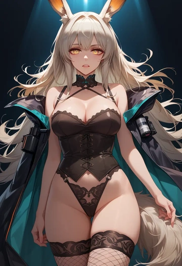 arknights,platinum_(arknights),bunny girl, sexy,stockings  - AI generated anime art